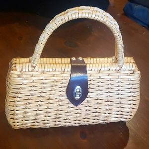 Vintage straw purse with handles
